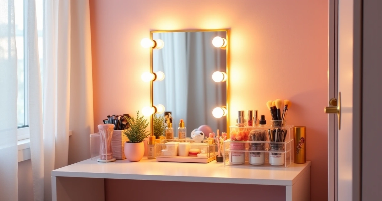Best Lighted Makeup Mirrors and Acrylic Organizers for Summer Teen Bedroom Vanity Setup