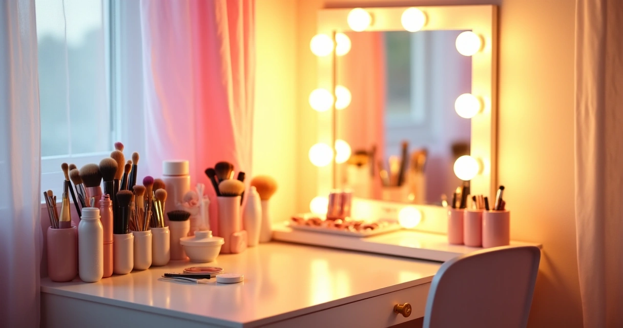 lighted makeup mirrors vs acrylic vanity storage for summer teen bedroom vanity setup